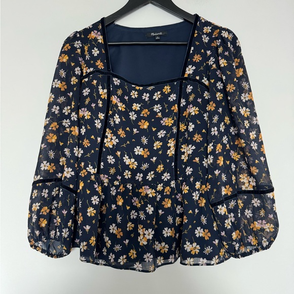 Madewell Velvet-Trimmed Square-Neck Top in Petal Party - Picture 5 of 9